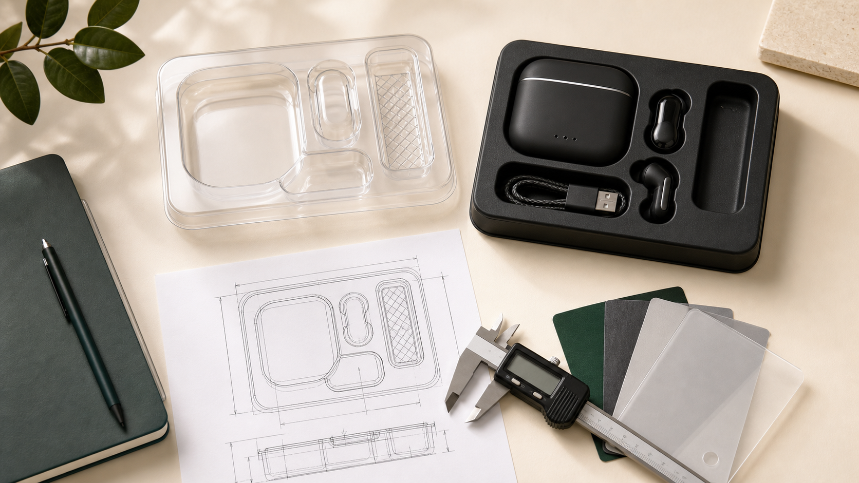 Electronics packaging specification with formed tray prototypes and material samples